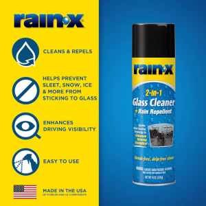 Rain-X 2-in-1 Glass Cleaner, 18oz, Blue